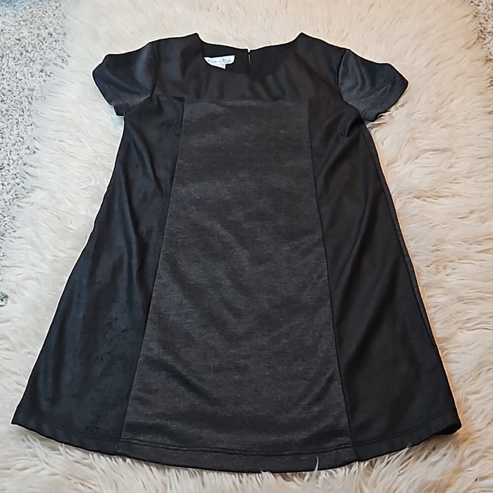 Pippa & Julie Black and Grey Girls Short Sleeve Shift Dress